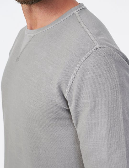 Garment-Dyed Slub French Terry Crew - Light Grey