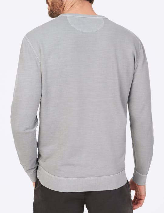 Garment-Dyed Slub French Terry Crew - Light Grey